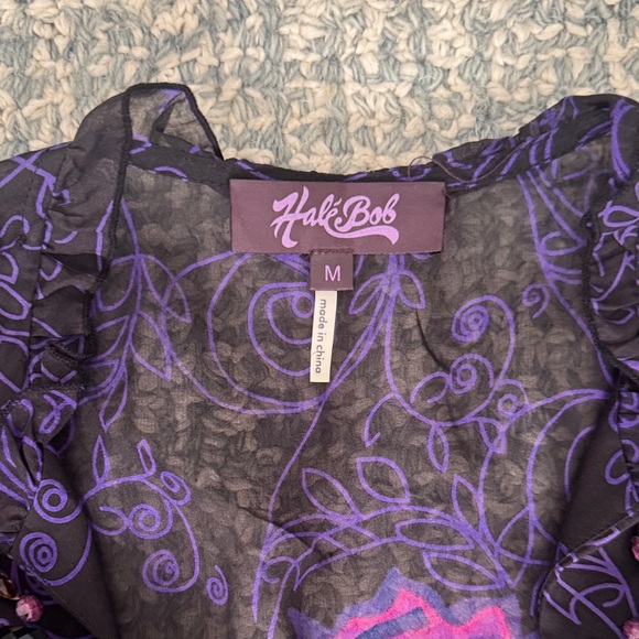 Hale Bob Sheer Black and Purple Tunic - Picture 11 of 12